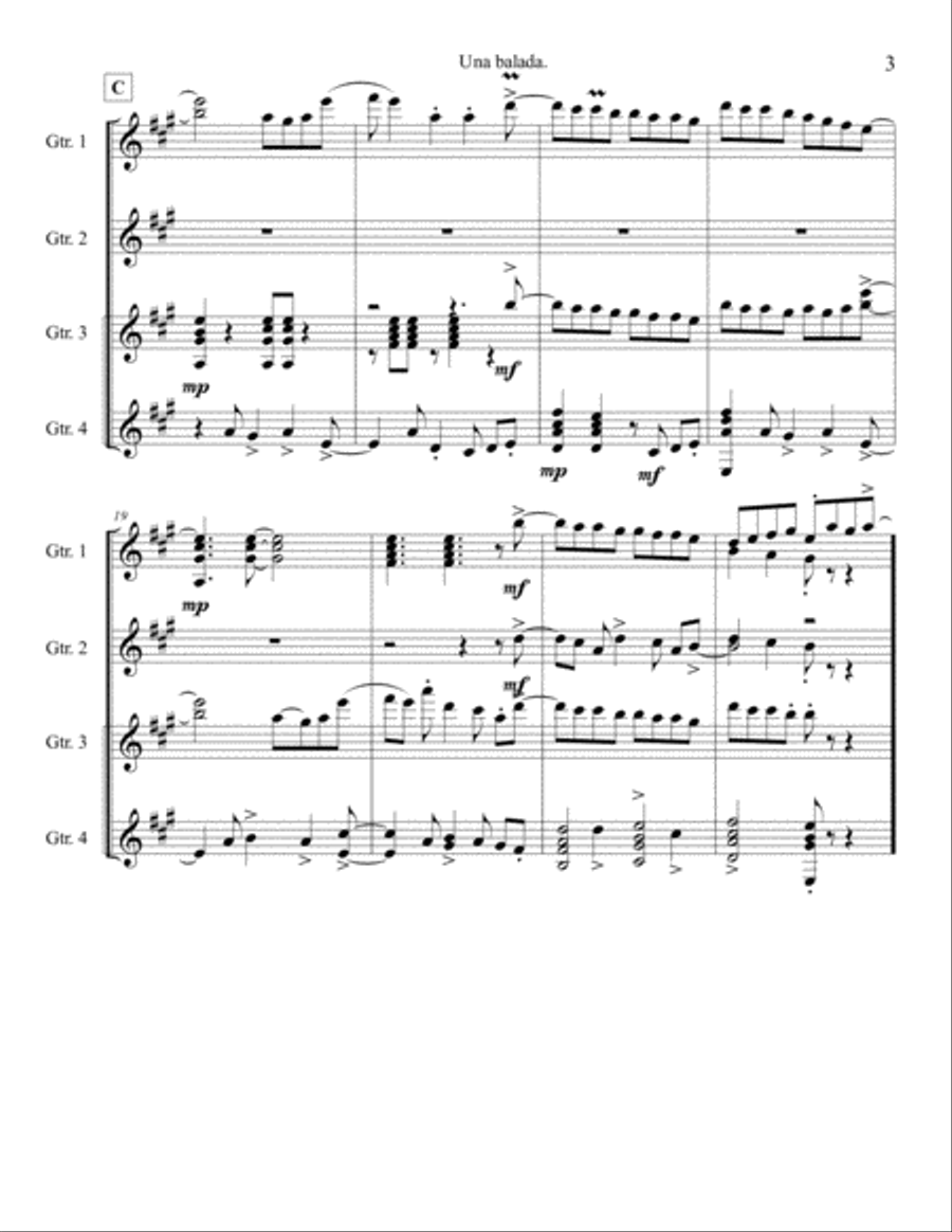 Balad for Tita. Guitar quartet story. Guitar Ensemble scores gallery preview page 5