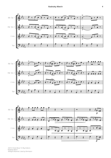 Radetzky March - Brass Quartet (Full Score) - Score Only image number null