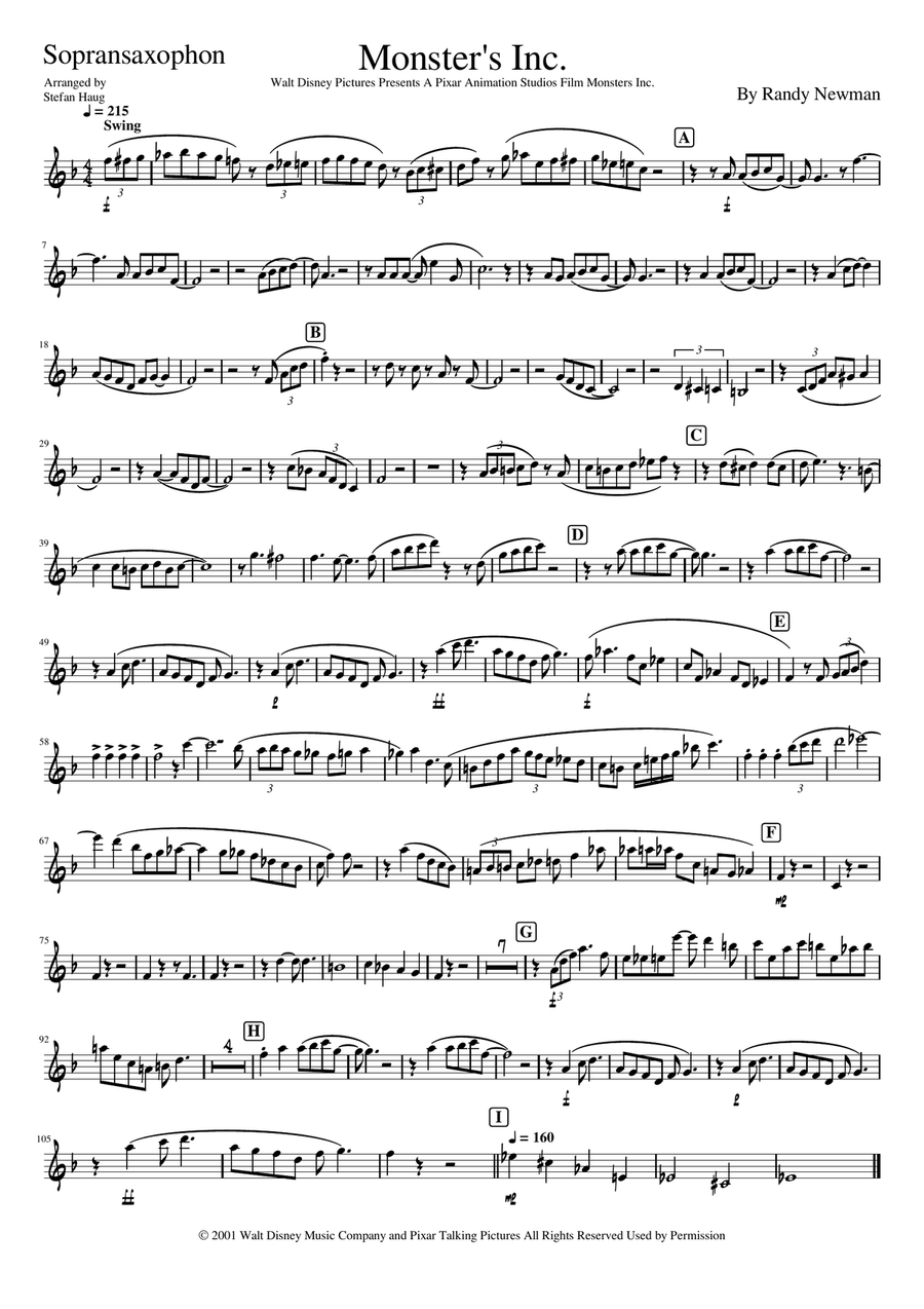 Monsters Inc. Monsters Inc. Saxophone Quartet scores gallery preview page 5