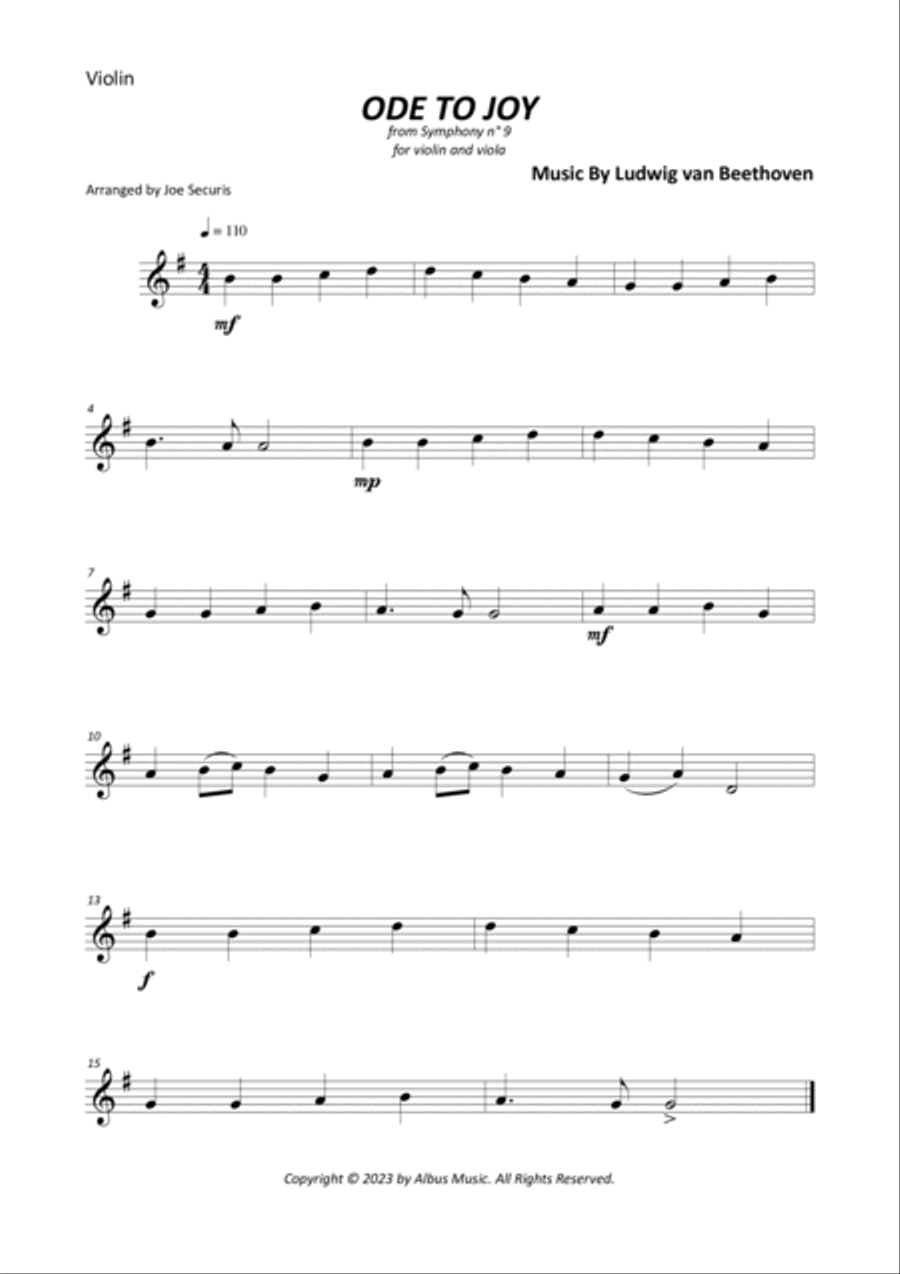 Ode To Joy String Duet scores gallery preview page 2