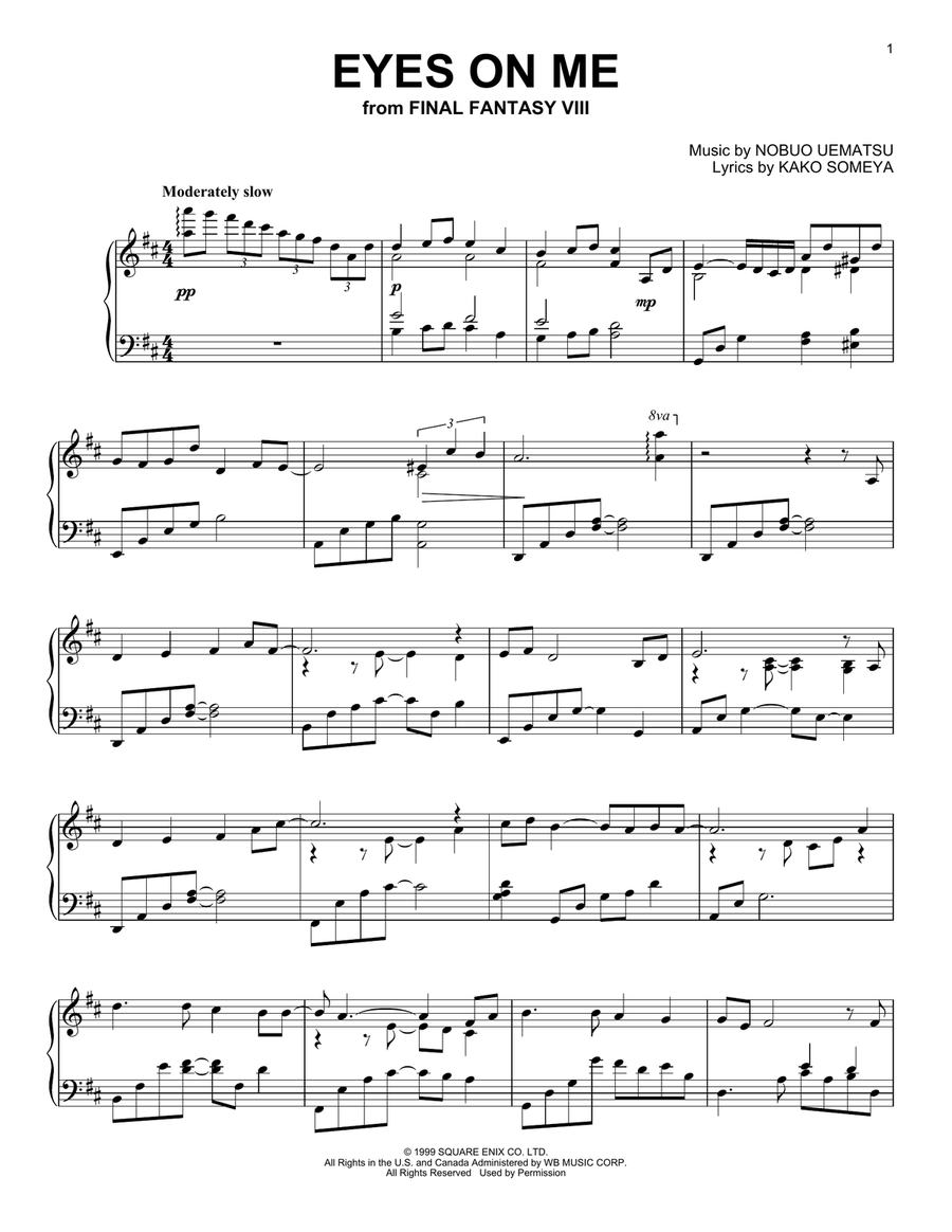 Eyes On Me (from Final Fantasy VIII) Piano Solo scores gallery preview page 1