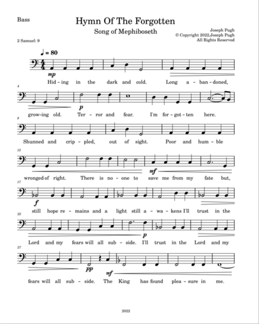 Hymn Of The Forgotten -Song Of Mephibosheth(SATB) image number null