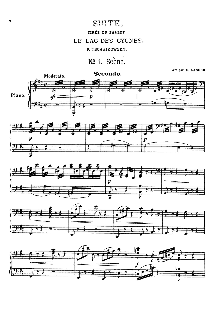 Tchaikowsky from Swan Lake Suite, for piano duet(1 piano, 4 hands), PT804 1 Piano, 4-Hands scores gallery preview page 1