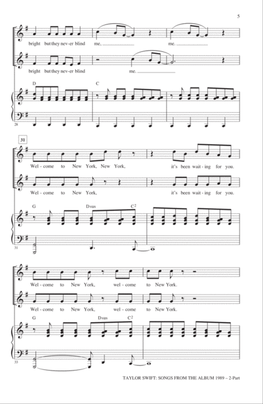 Taylor Swift: Songs from the Album 1989 (Medley) (arr. Mark Brymer) 2-Part scores gallery preview page 4