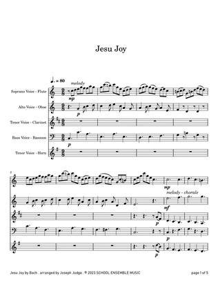 Jesu Joy by Bach for Woodwind Quartet in Schools