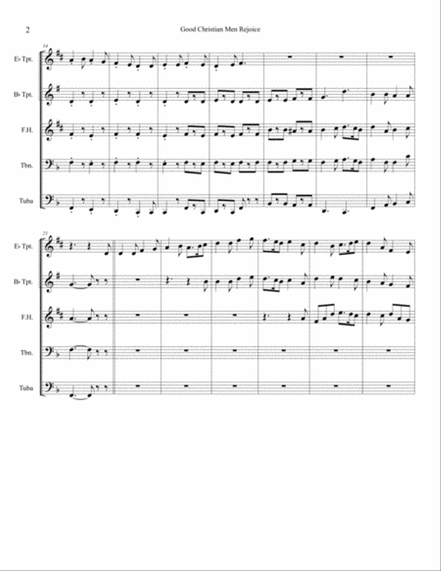 Good Christian Men Rejoice Brass Ensemble scores gallery preview page 2