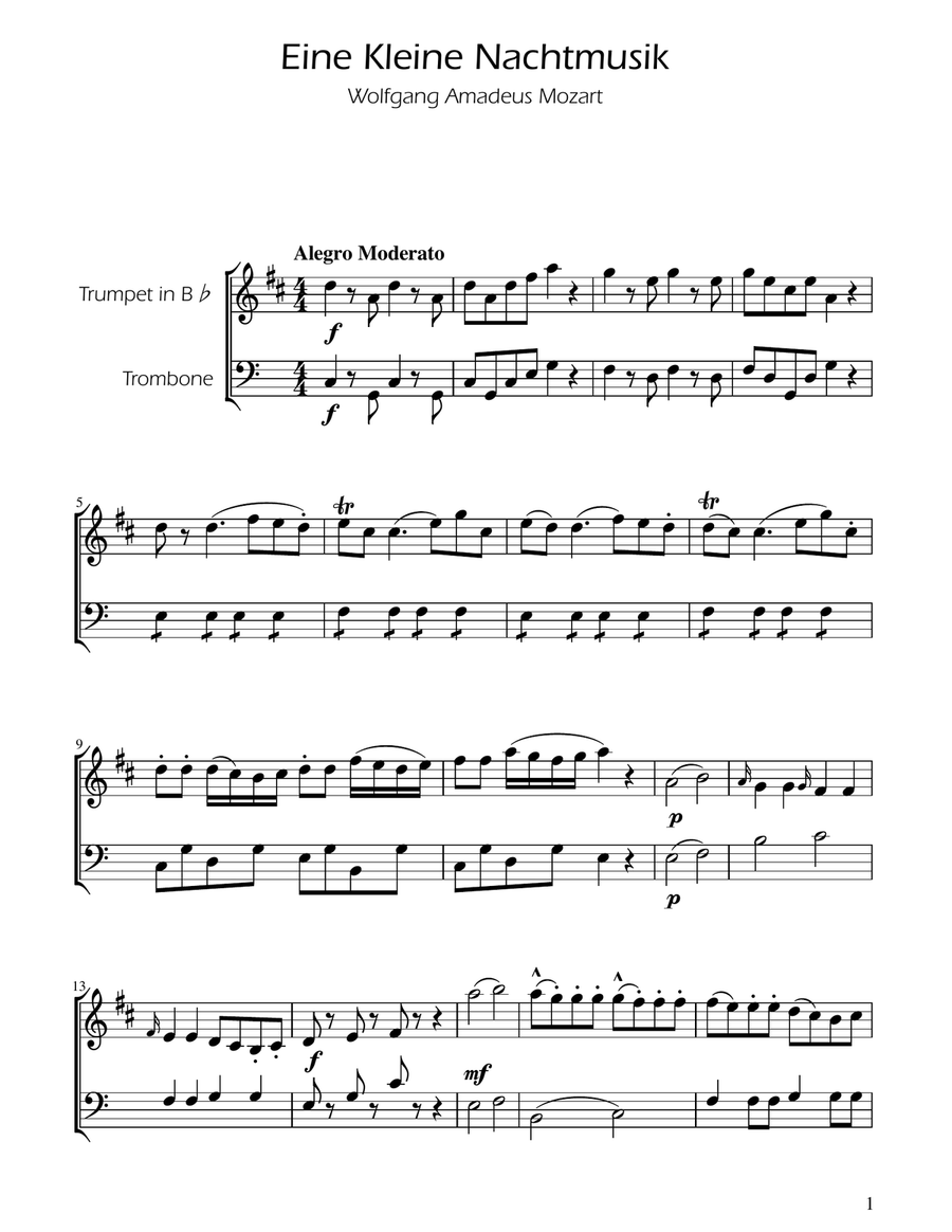 Mozart: Eine Kleine Nachtmusik (K.525) - Trumpet and Trombone Duet