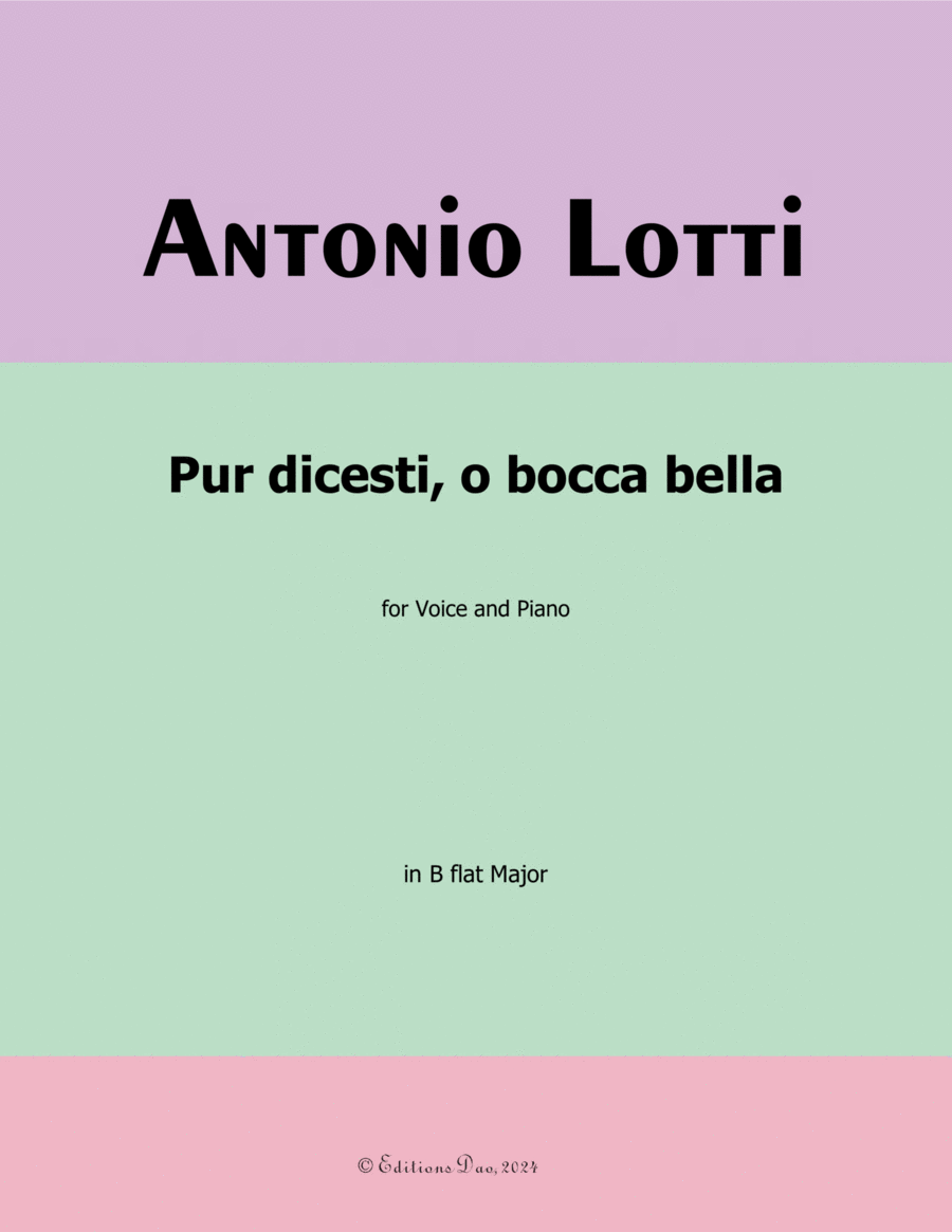 Pur dicesti,o bocca bella, by Antonio Lotti, in B flat Major Voice scores gallery preview page 1