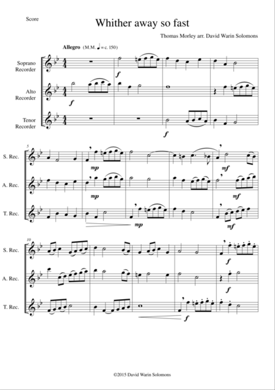 Tenor recorder sale sheet music