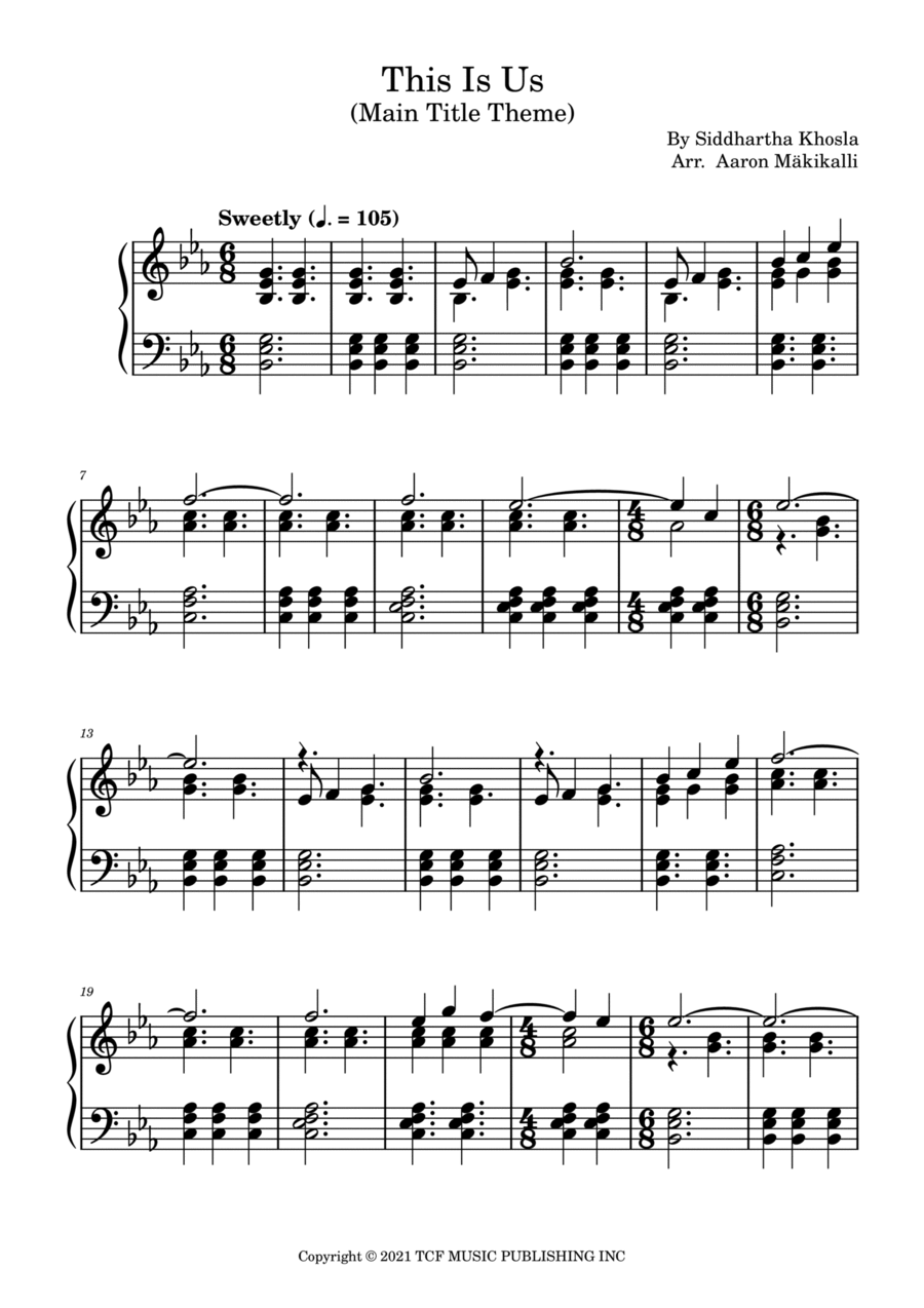 This Is Us Main Title Theme Piano Solo scores gallery preview page 1
