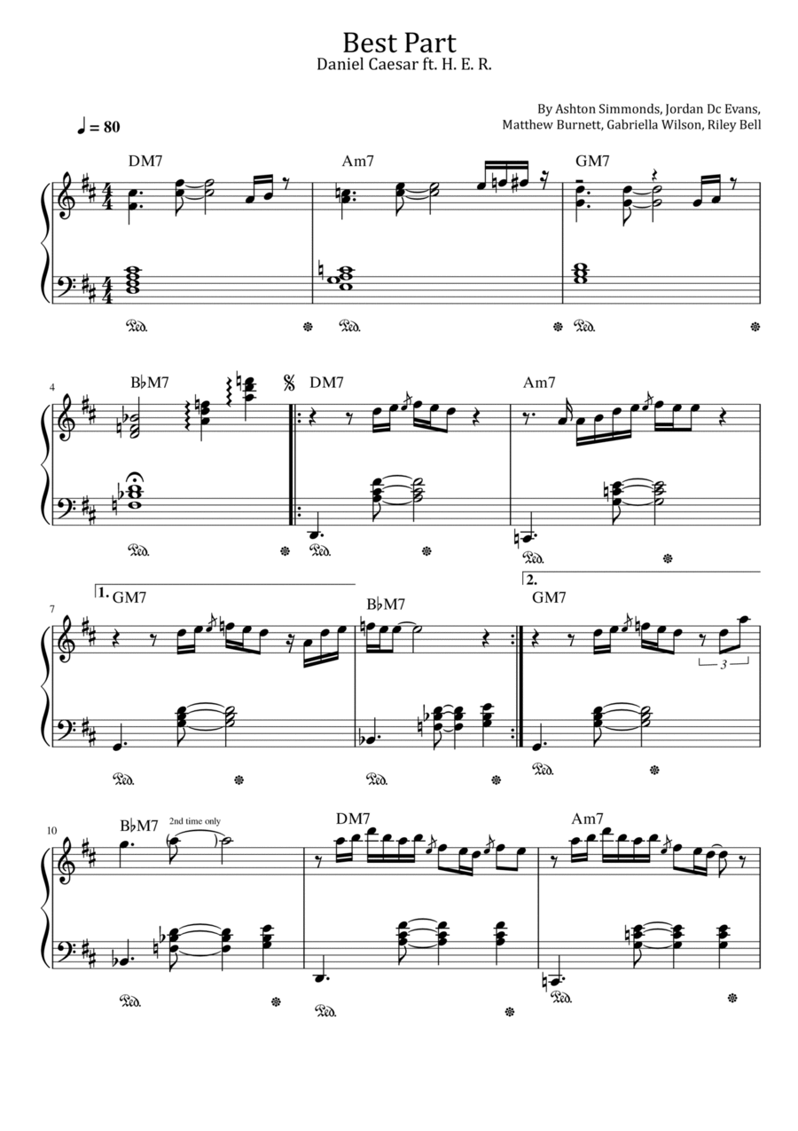 Best Part Best Part Piano Solo scores gallery preview page 1