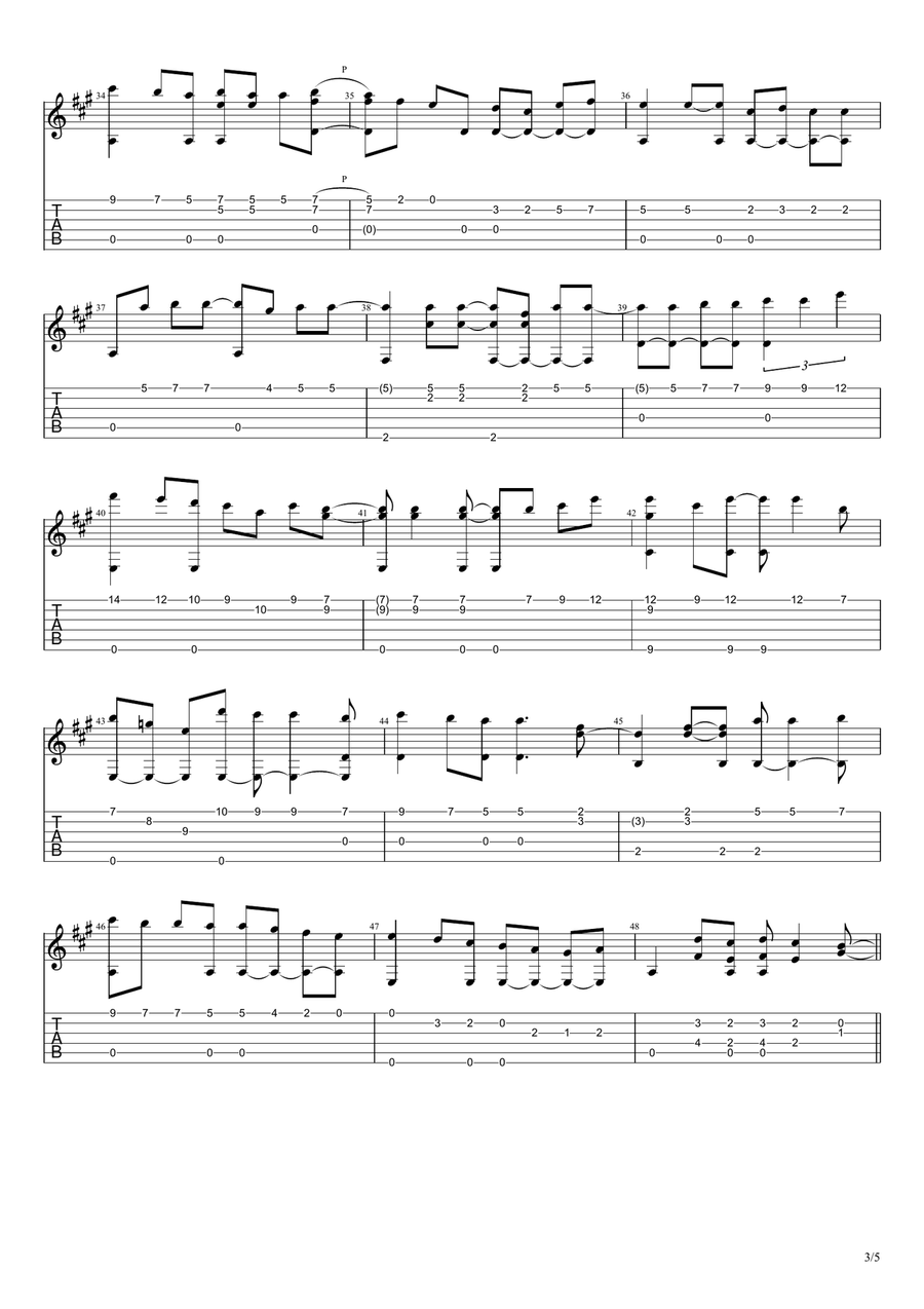 The Water is Wide (traditional), for solo fingerstyle guitar Acoustic Guitar scores gallery preview page 3