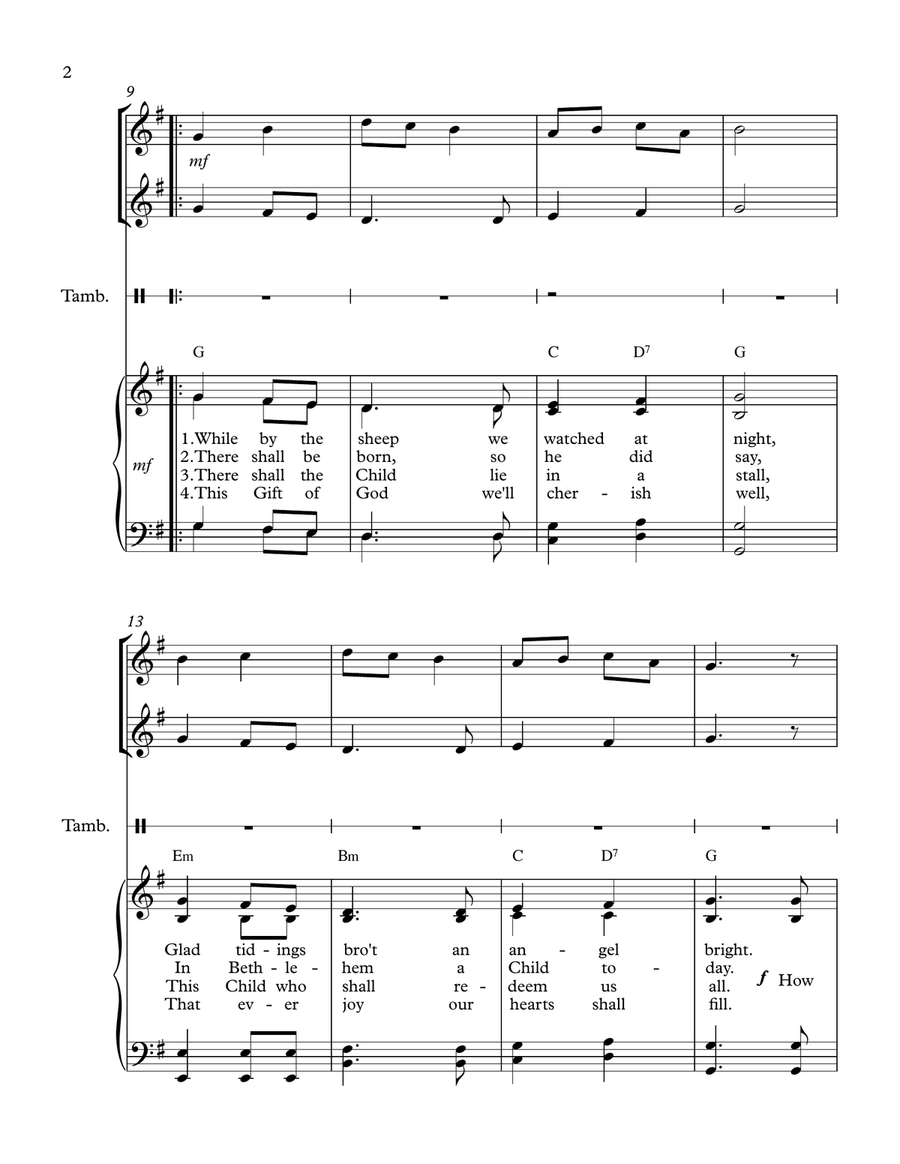 How Great Our Joy! (with C instrument and Tambourine) Piano, Vocal scores gallery preview page 2