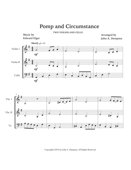 Pomp and Circumstance (String Trio for Two Violins and Cello) image number null