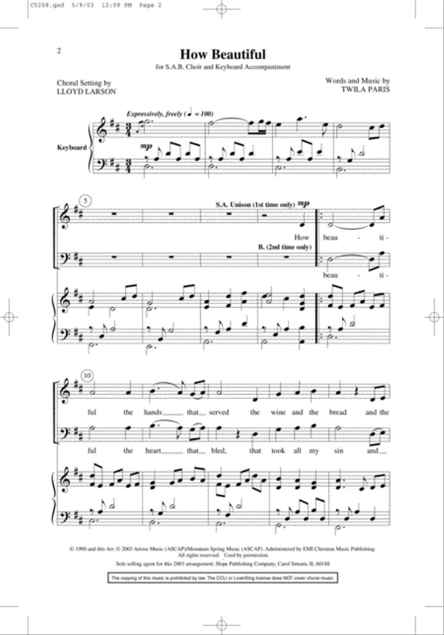 How Beautiful 2-Part scores gallery preview page 2