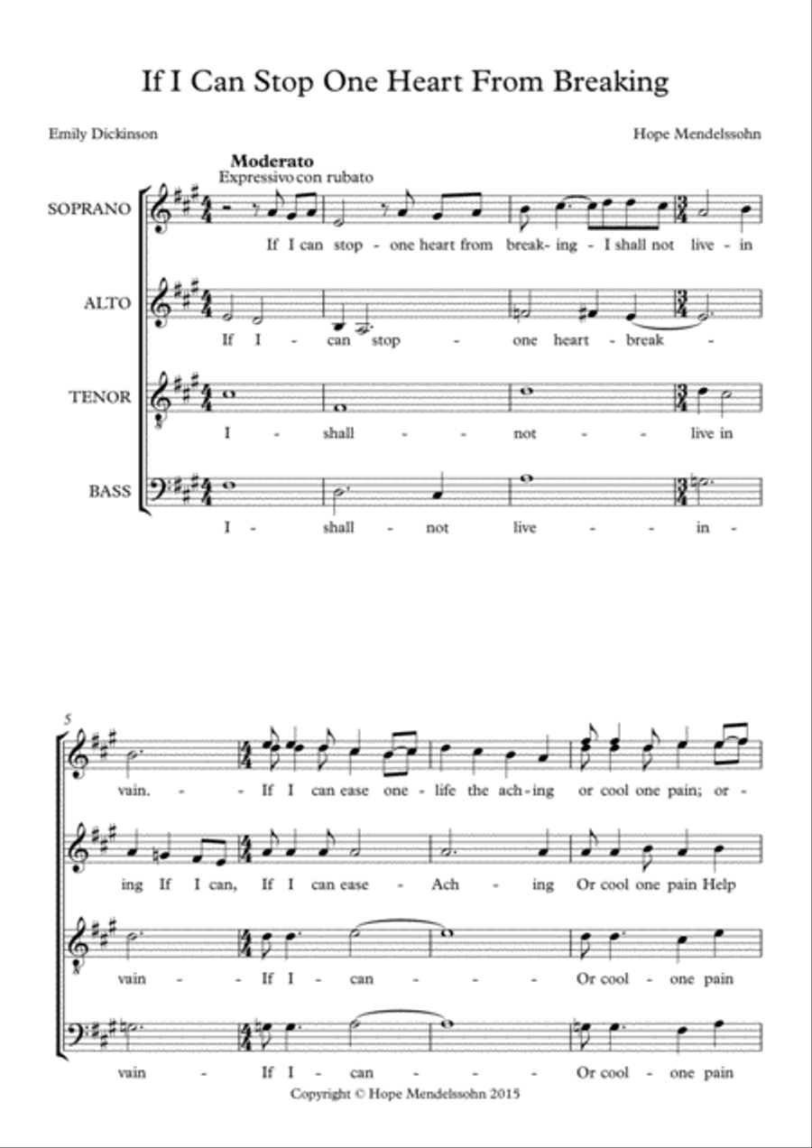 If I Can Stop One Heart From Breaking A Cappella scores gallery preview page 1