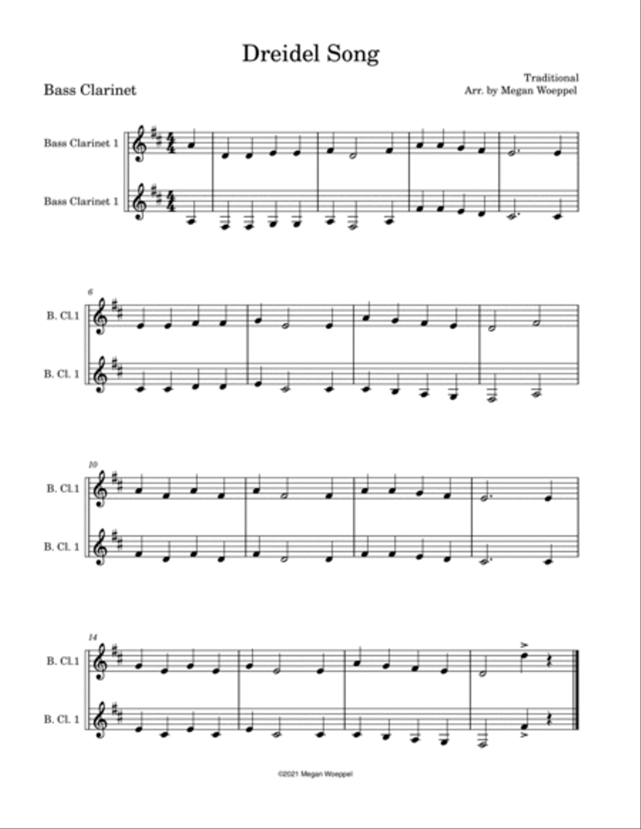 Easy Holiday Duets - Bass Clarinet Woodwind Duet scores gallery preview page 5