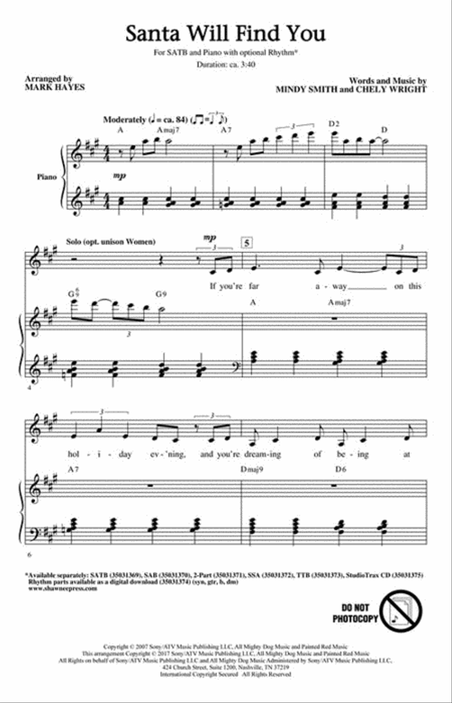 Santa Will Find You 4-Part scores gallery preview page 2