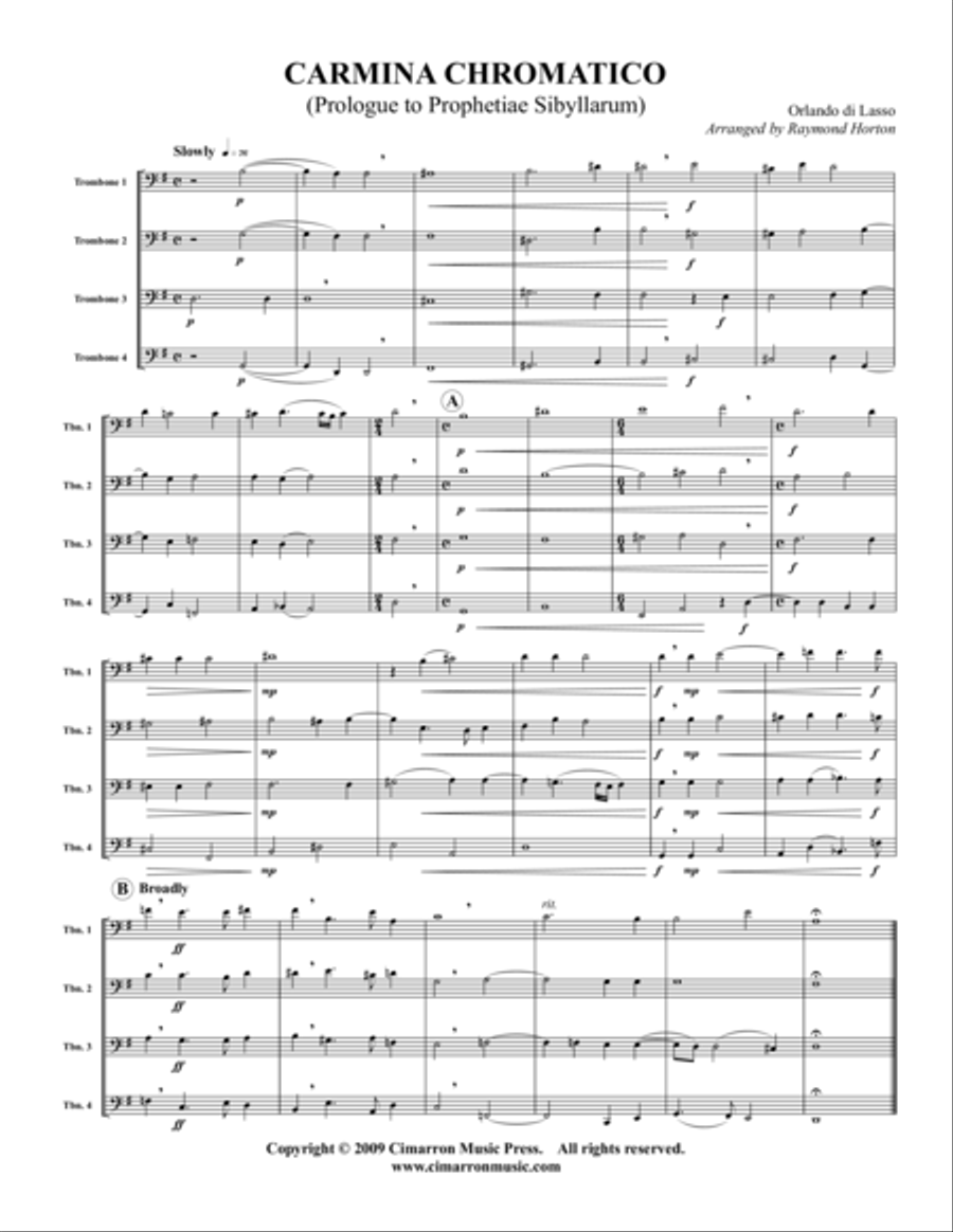 Carmina Chromatico Carmina Chromatico Trombone Quartet scores gallery preview page 1
