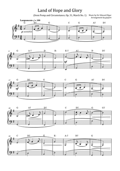 Land of Hope and Glory (from Pomp and Circumstance, Op. 31, March No. 1) with chords image number null