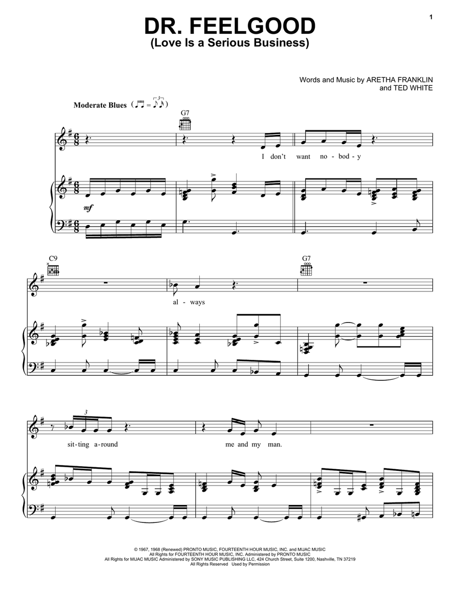 Dr. Feelgood (Love Is A Serious Business) Piano, Vocal, Guitar scores gallery preview page 1