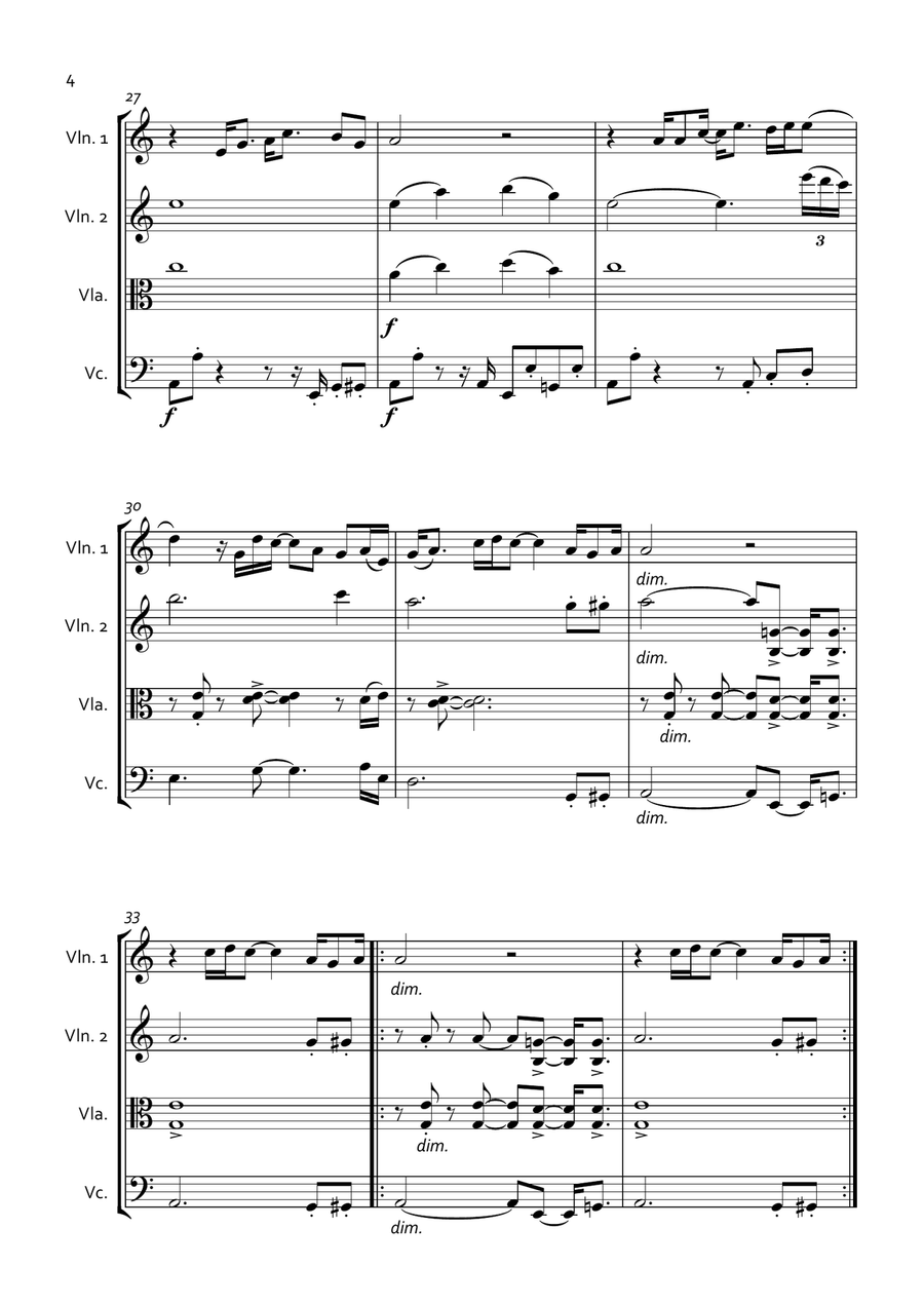 Ain't No Sunshine String Quartet scores gallery preview page 4