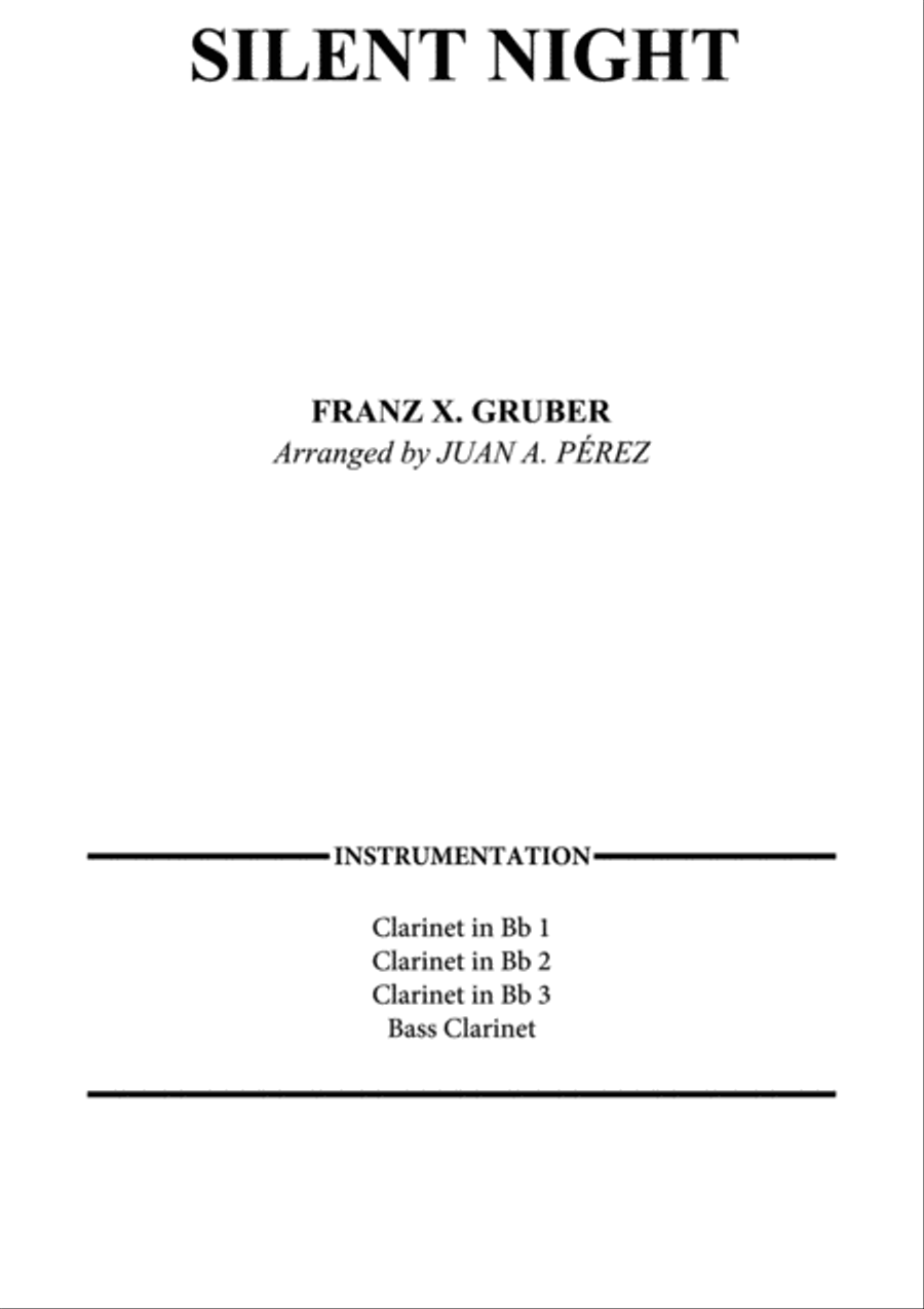 Silent Night, Holy Night Clarinet Quartet scores gallery preview page 1