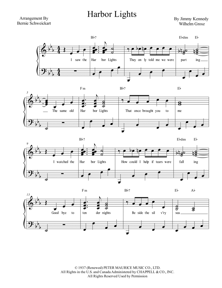 Harbor Lights Piano, Vocal, Guitar scores gallery preview page 1