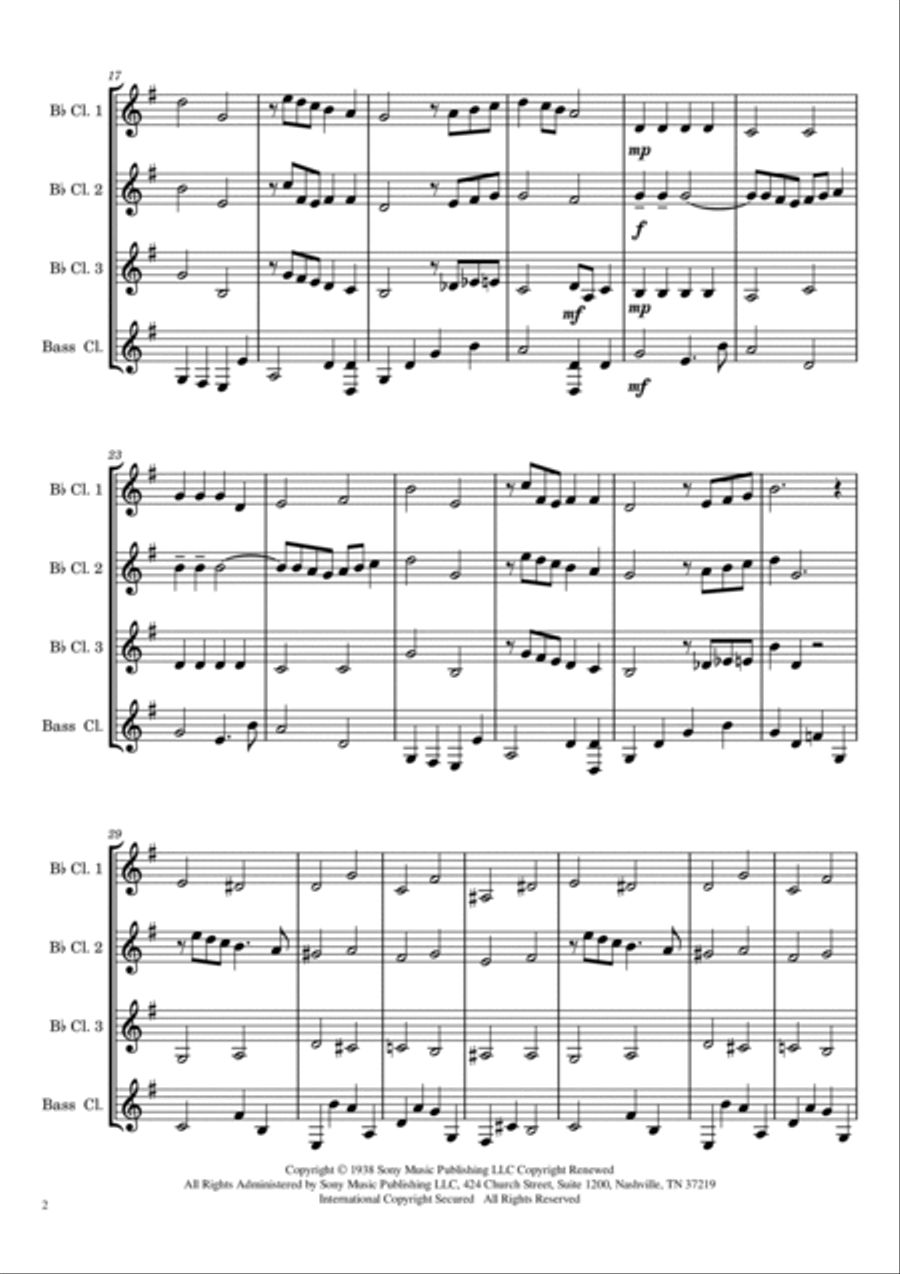 Heart And Soul Clarinet Quartet scores gallery preview page 2