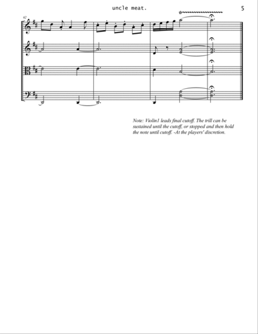 Uncle Meat Uncle Meat String Quartet scores gallery preview page 5