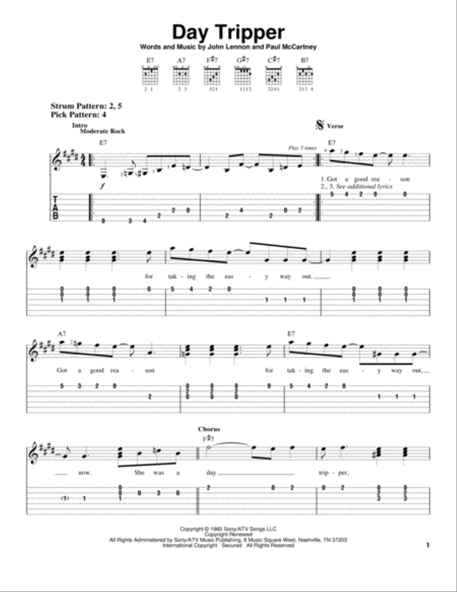 Day Tripper Acoustic Guitar scores gallery preview page 1