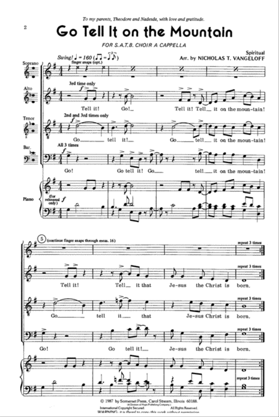 Go, Tell It on the Mountain 4-Part scores gallery preview page 2