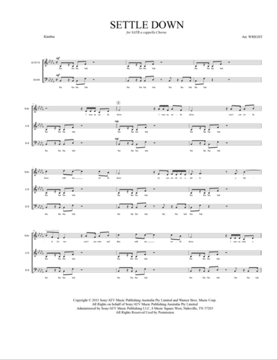 Settle Down 4-Part scores gallery preview page 2