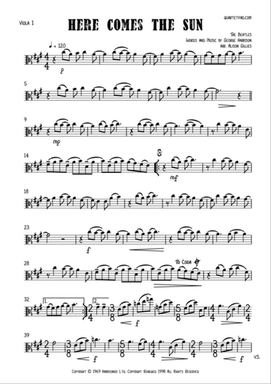 Here Comes The Sun String Duet scores gallery preview page 4