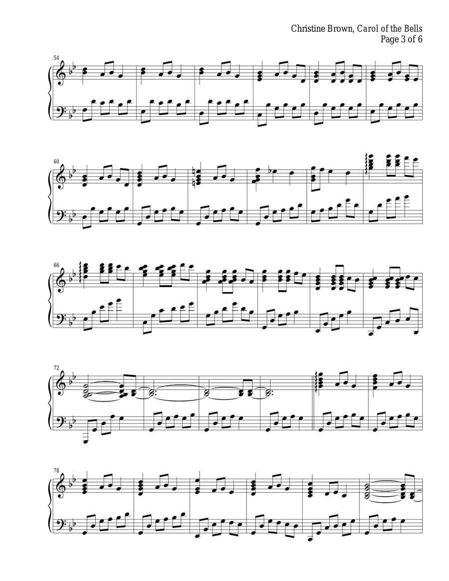 Carol of the Bells Piano Solo scores gallery preview page 4
