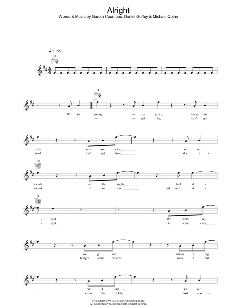 Alright Piano scores gallery preview page 1