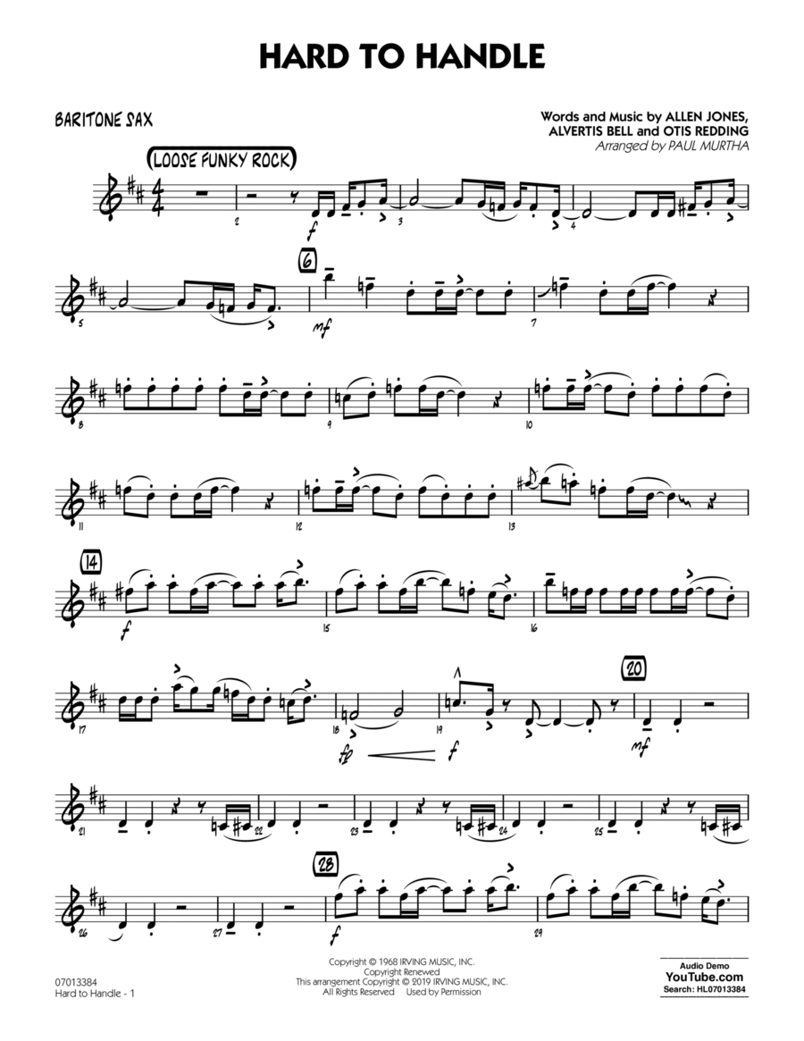 Hard to Handle (arr. Paul Murtha) - Baritone Sax