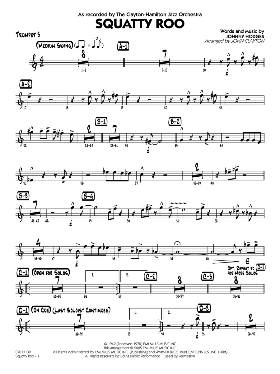 Squatty Roo (arr. John Clayton) - Trumpet 3