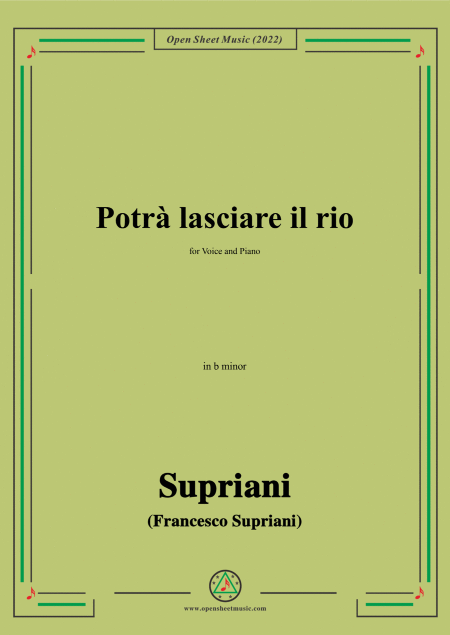 Supriani-Potrà lasciare il rio,in b minor,for Voice and Piano Voice Solo scores gallery preview page 1
