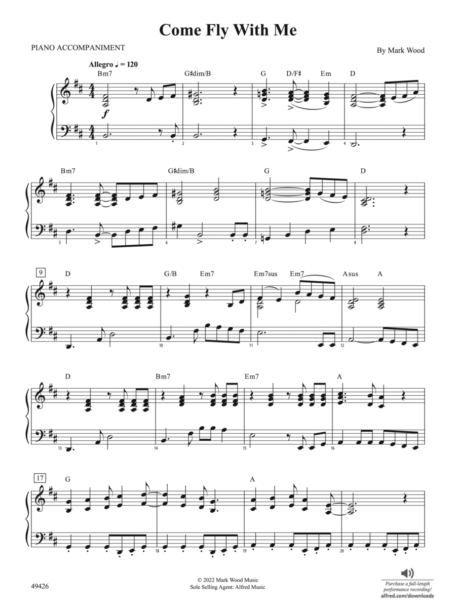 Come Fly with Me: Piano Accompaniment Orchestra scores gallery preview page 1