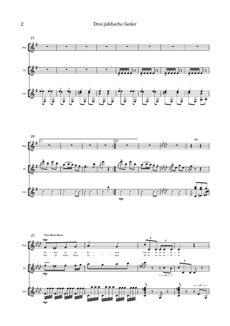 Clar: Three Jewish songs Small Ensemble scores gallery preview page 2