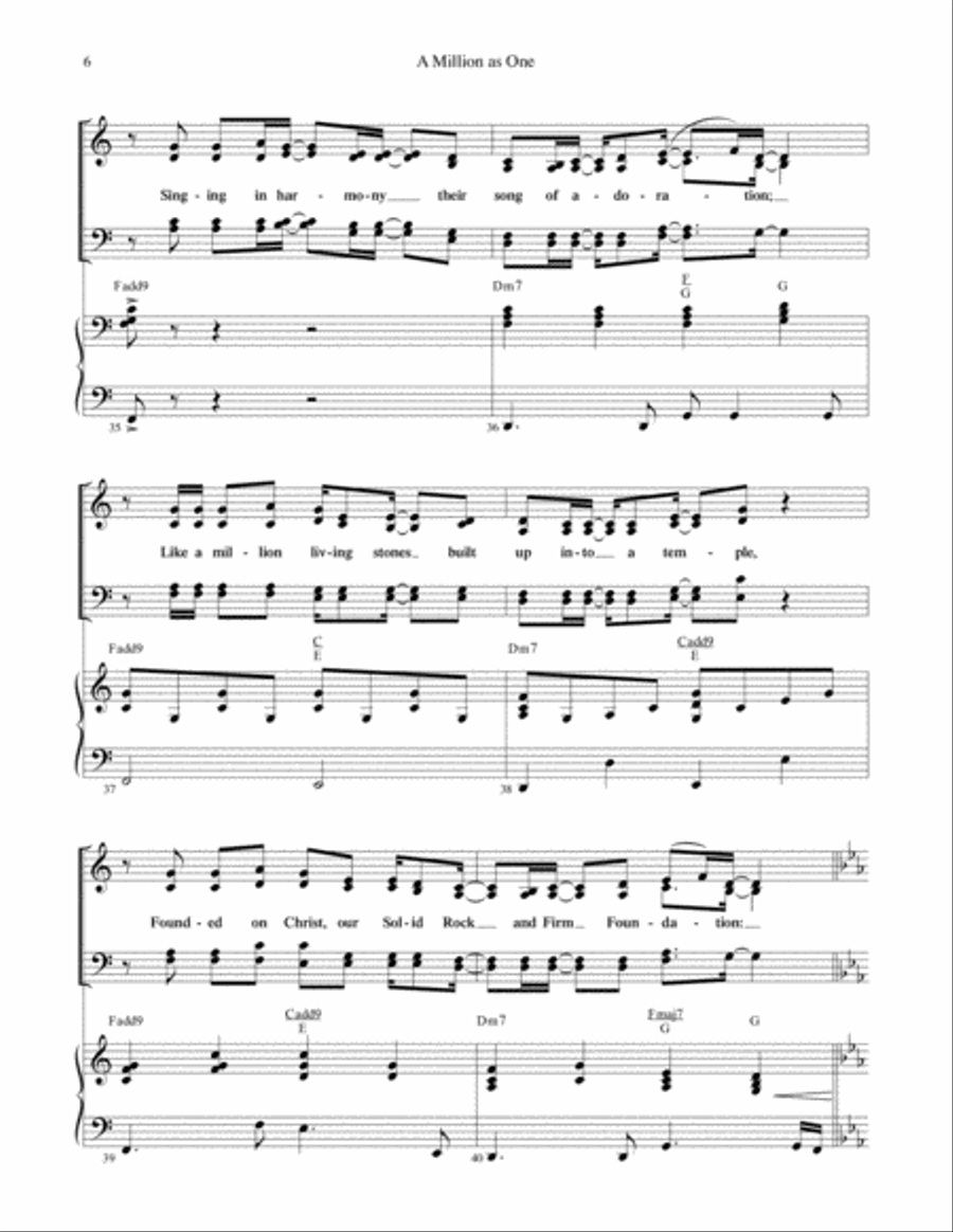 A Million as One--Vocal/Piano/Chord chart 4-Part scores gallery preview page 6