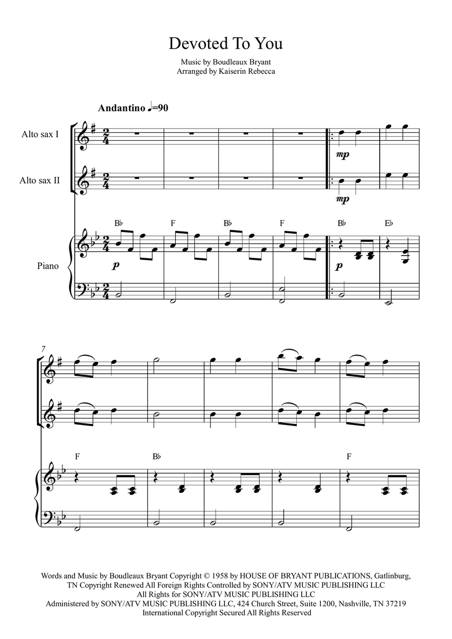 Devoted To You Devoted To You Woodwind Duet scores gallery preview page 1