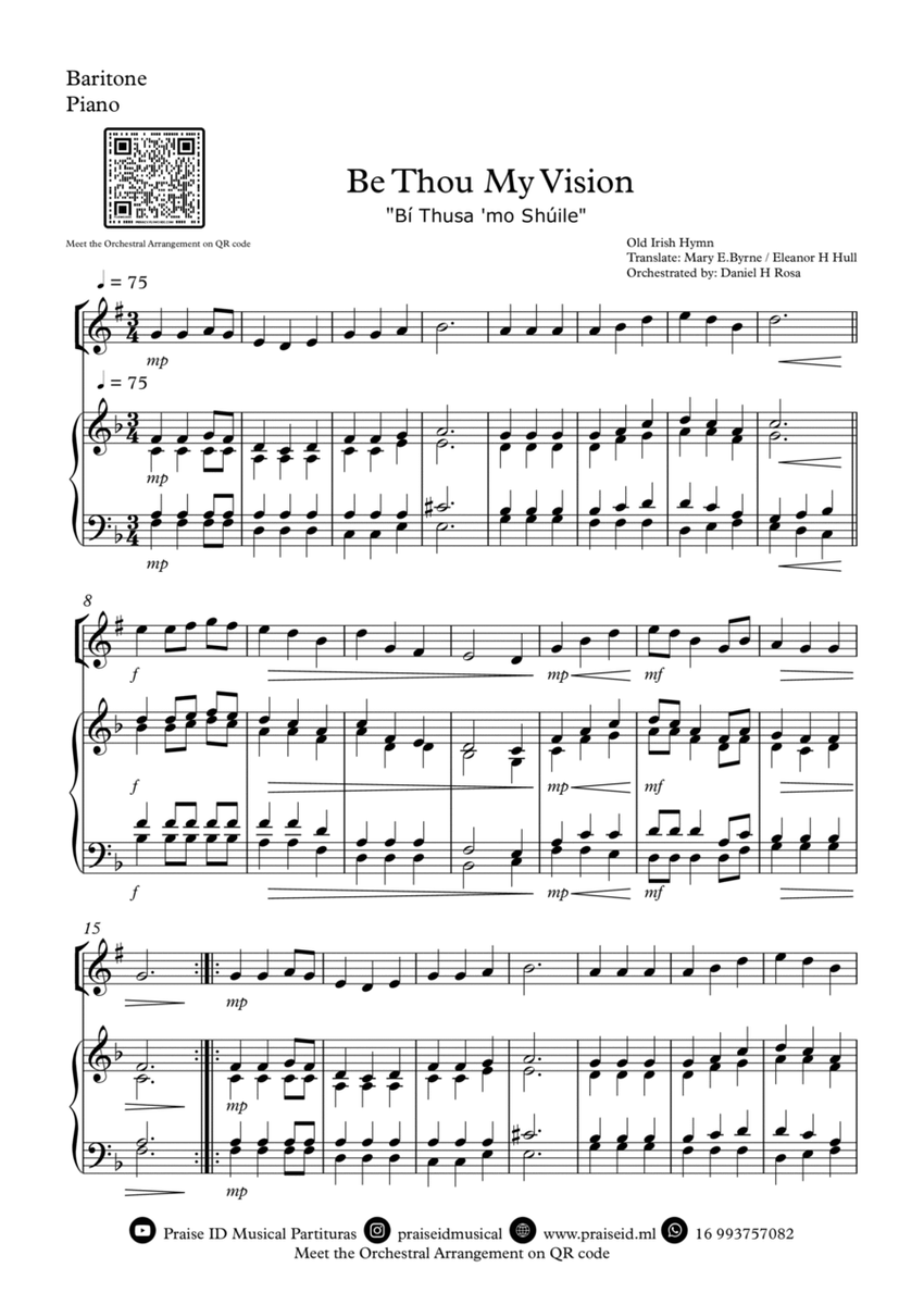 Be Thou My Vision - "Bí Thusa 'mo Shúile" - Easy Baritone and Piano image number null