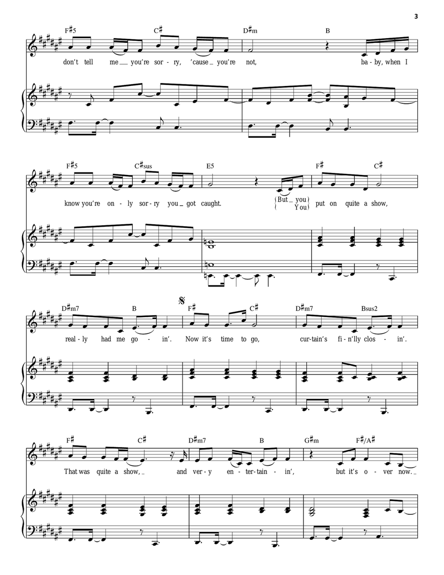 Take A Bow Piano, Vocal scores gallery preview page 3