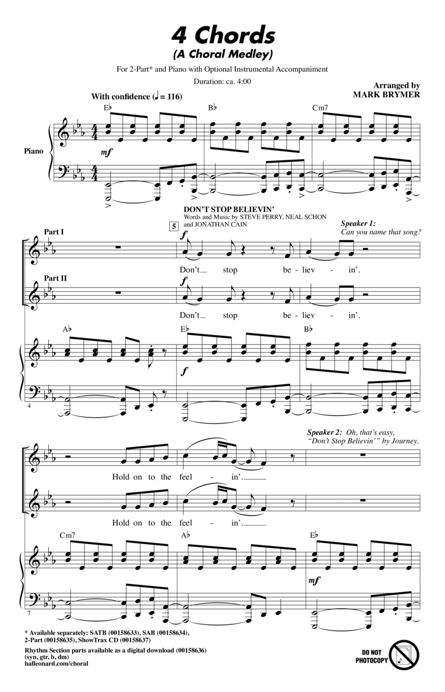 4 Chords (A Choral Medley) 2-Part scores gallery preview page 1