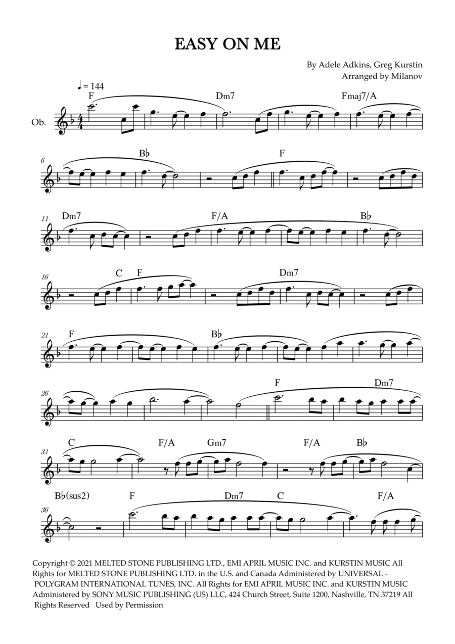 Easy On Me Oboe Solo scores gallery preview page 1