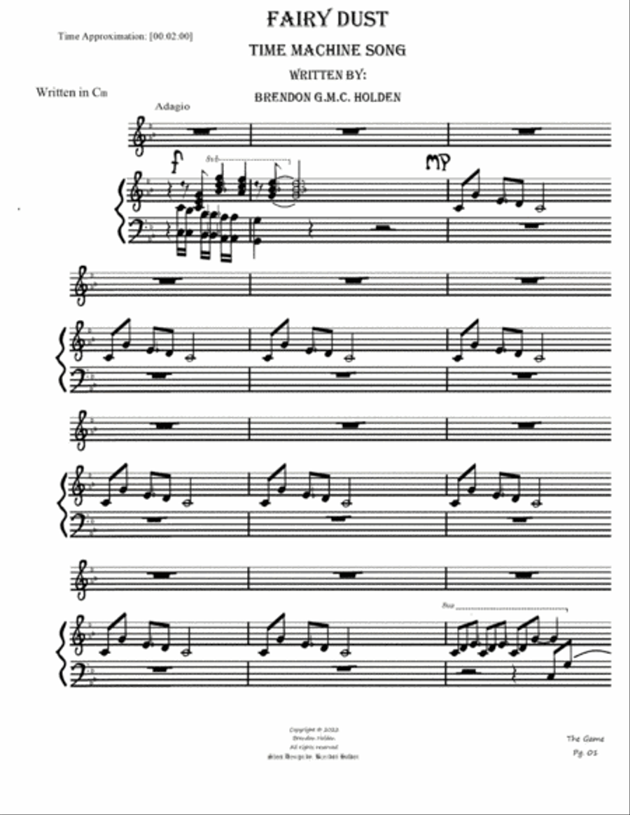 Fairy Dust: time machine song Piano scores gallery preview page 3