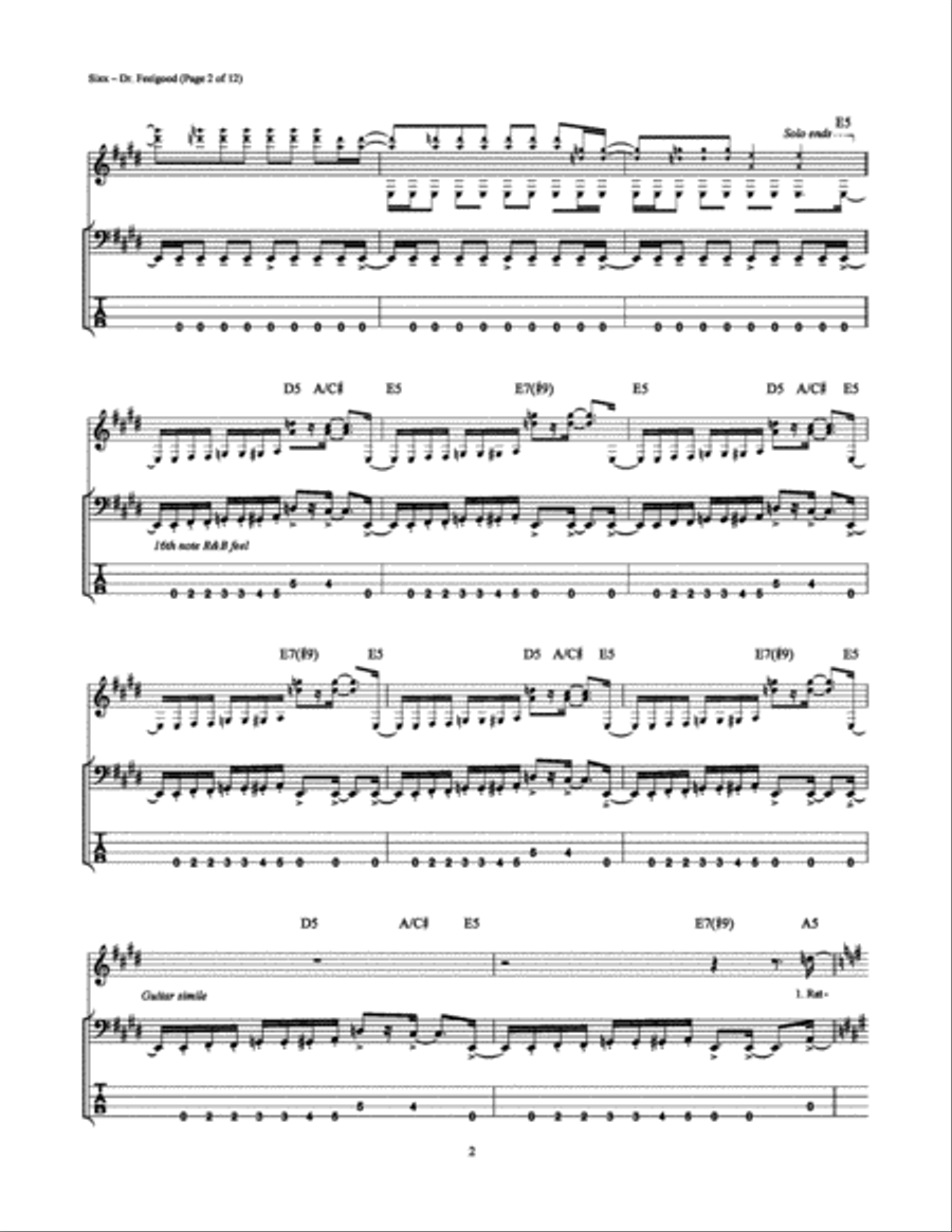 Dr. Feelgood Bass Guitar Tablature scores gallery preview page 2