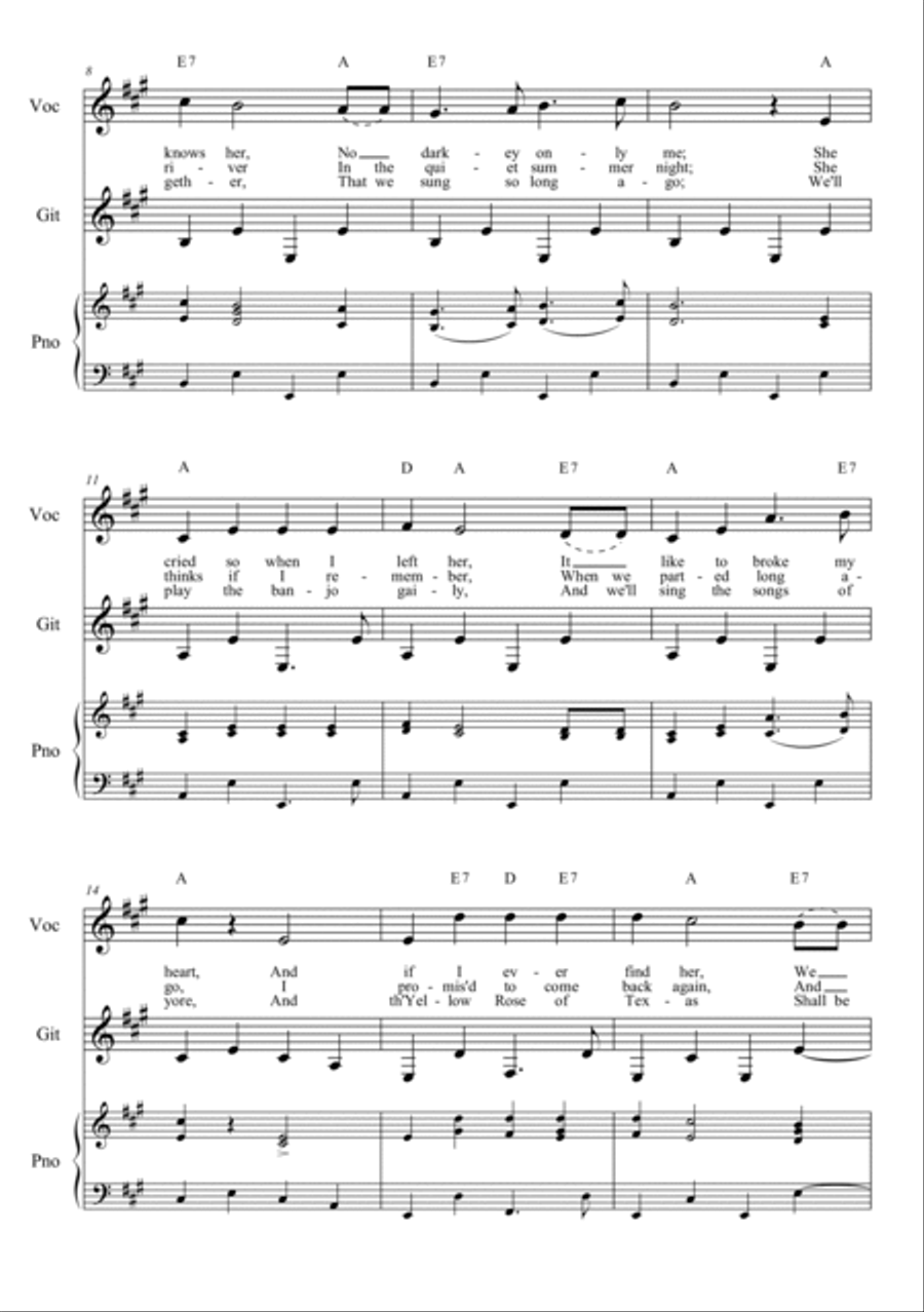 Yellow Rose of Texas Voice scores gallery preview page 2